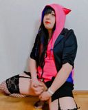 [Cross-dressing masturbation] Chin girl's ejaculation 18 A transvestite boy wears a hoodie with ears and ejacrates ❤. Ejaculation ❤ of a man's daughter